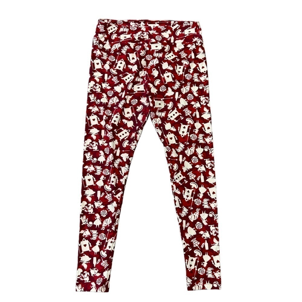 LulaRoe Disney Alice in Wonderland Silhouettes Red Leggings Pants Tall & Curvy